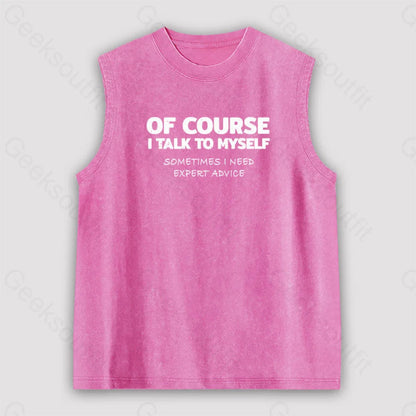 Talk To Myself Unisex Washed Tank Pink / S