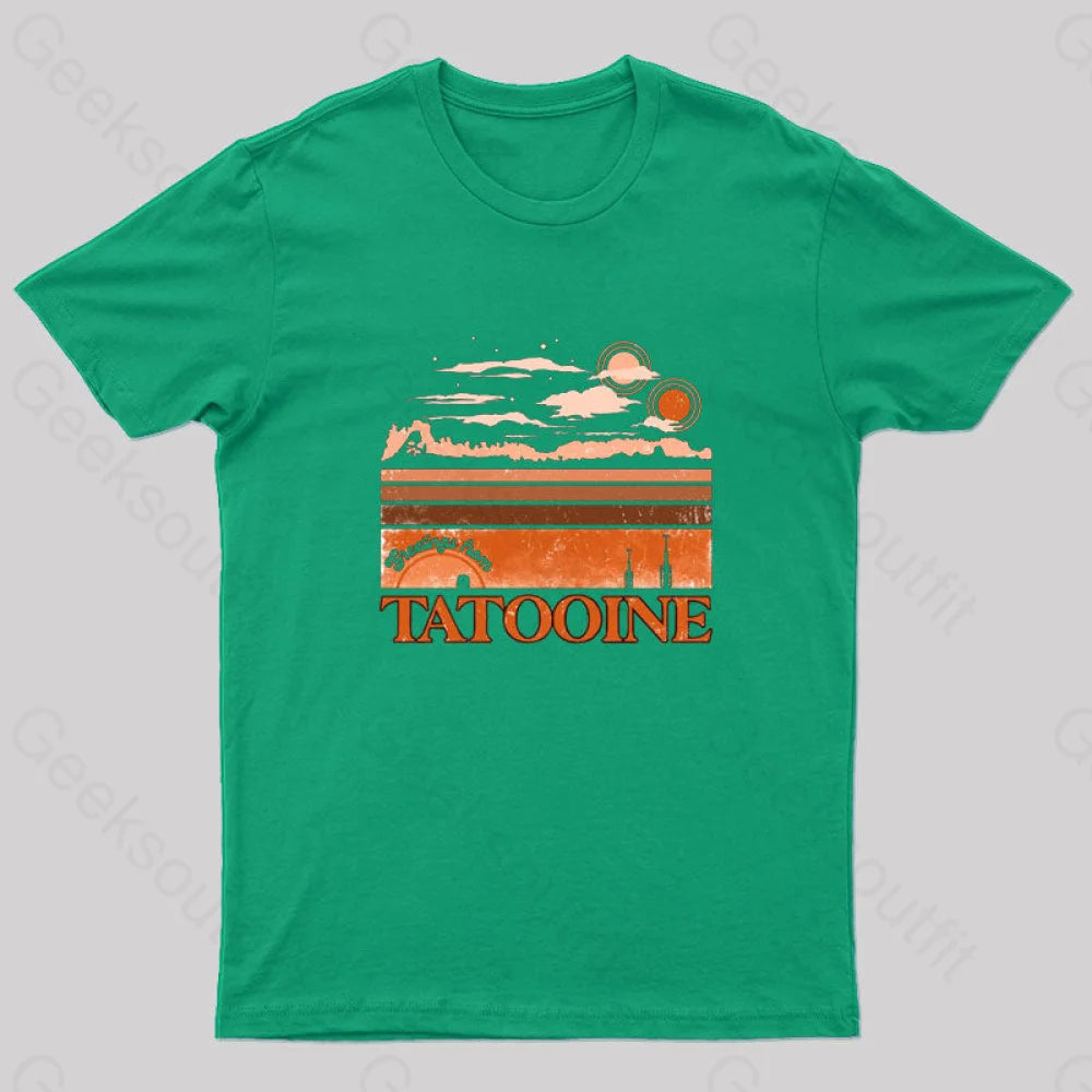 Tatooine Greetings Nerd T-Shirt Green / S