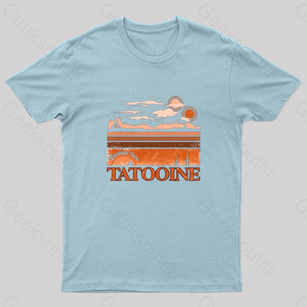 Tatooine Greetings Nerd T-Shirt Light Blue / S