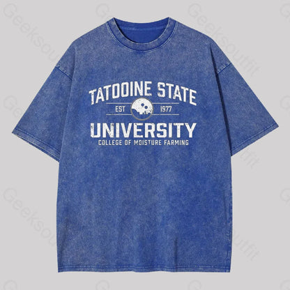 Tatooine State University Geek Washed T-Shirt Blue / S