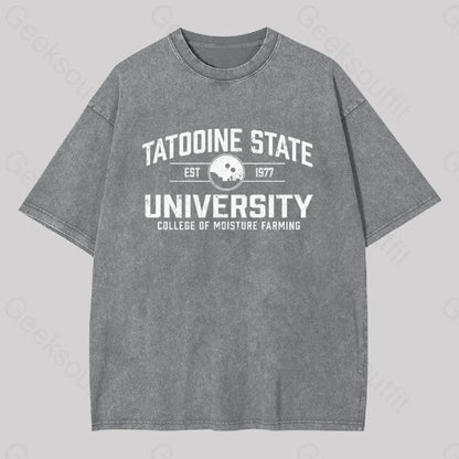 Tatooine State University Geek Washed T-Shirt Grey / S