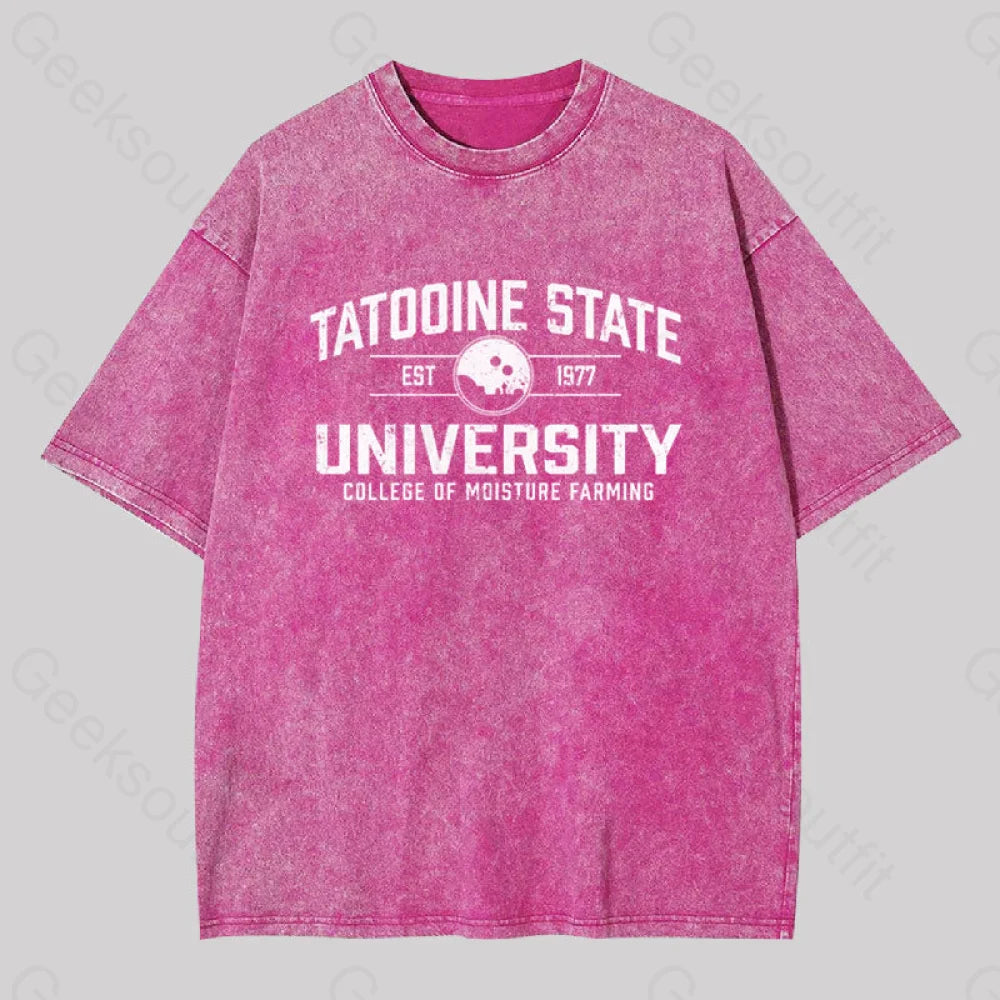 Tatooine State University Geek Washed T-Shirt Rose Red / S