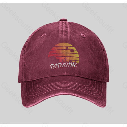 Tatooine Sunset Washed Vintage Baseball Cap Red