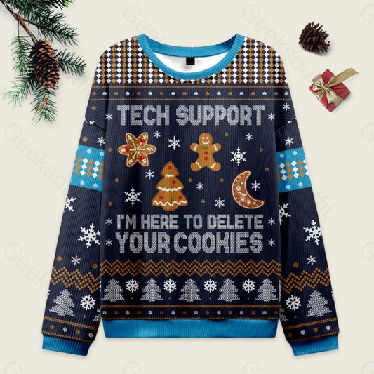 Tech Support Computer Programmer Blue Ugly Christmas Sweater