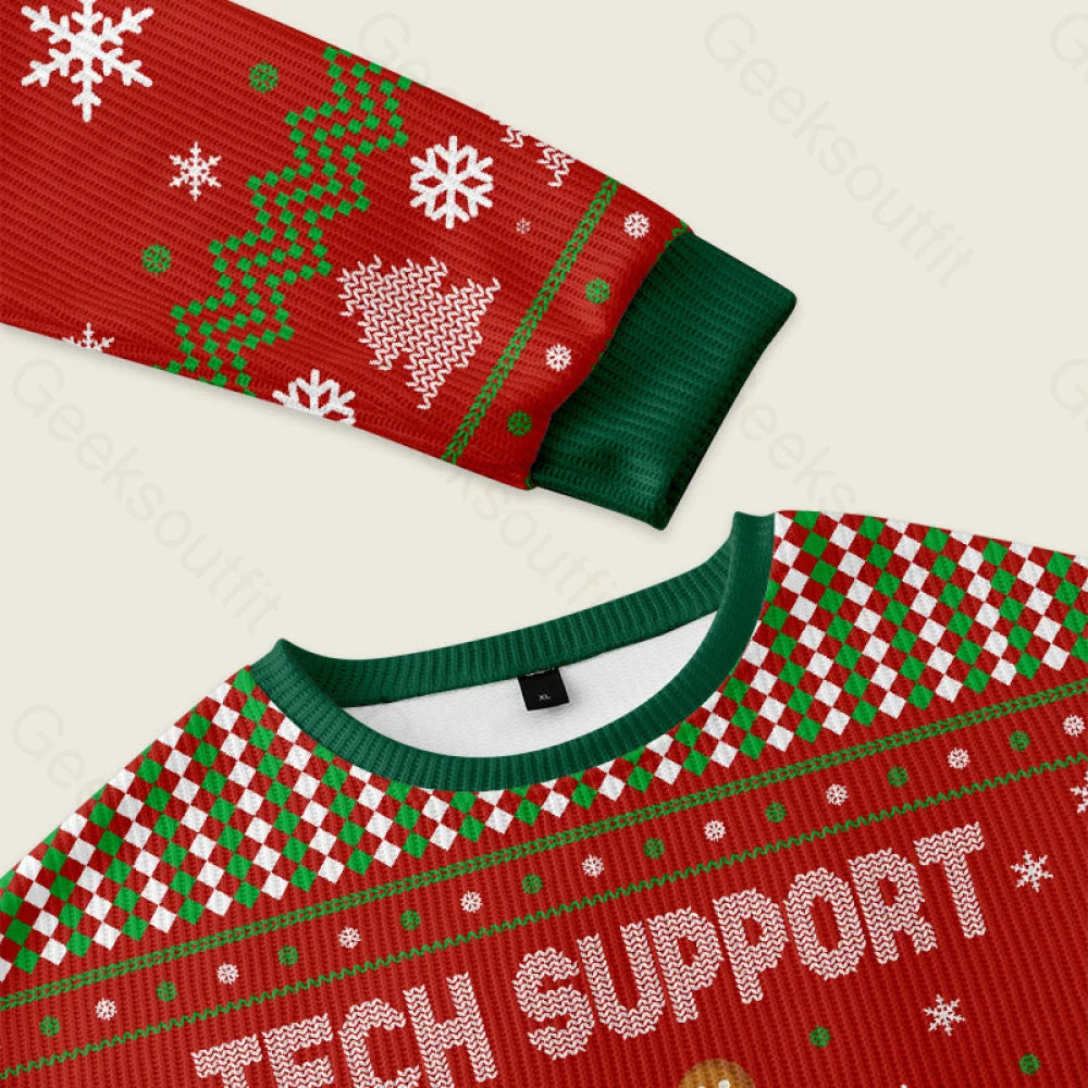 Tech Support Computer Programmer Red Ugly Christmas Sweater