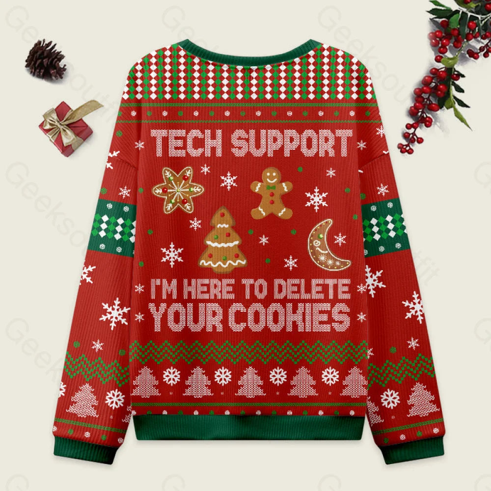 Tech Support Computer Programmer Red Ugly Christmas Sweater Men’s Style-S