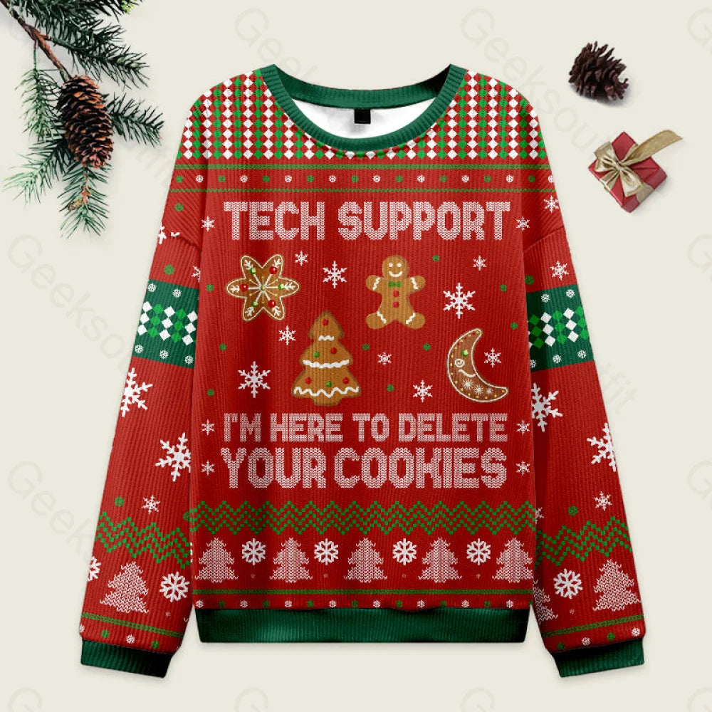 Tech Support Computer Programmer Red Ugly Christmas Sweater