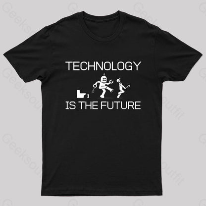 Technology Is The Future Nerd T-Shirt Black / S