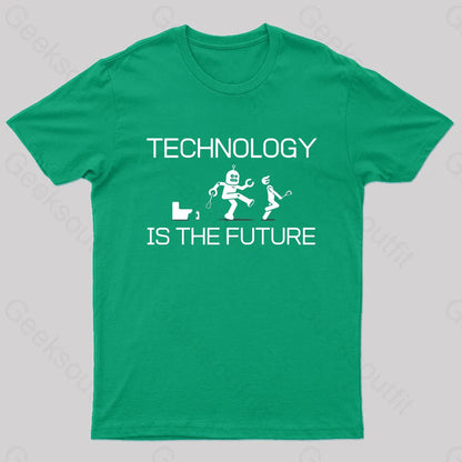 Technology Is The Future Nerd T-Shirt Green / S