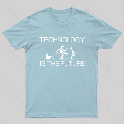 Technology Is The Future Nerd T-Shirt Light Blue / S