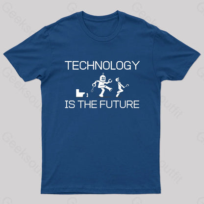 Technology Is The Future Nerd T-Shirt Navy / S