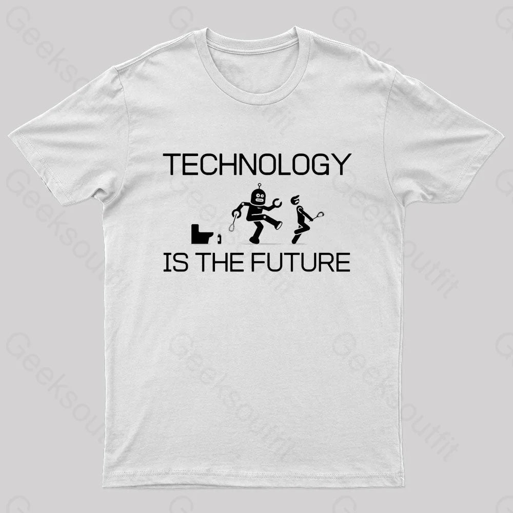 Technology Is The Future Nerd T-Shirt White / S