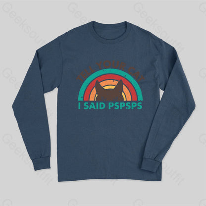 Tell Your Cat Top Retro Rainbow Long Sleeve T-Shirt Navy / S