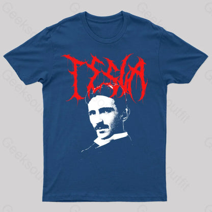 Tesla Black Metal Nerd T-Shirt Navy / S