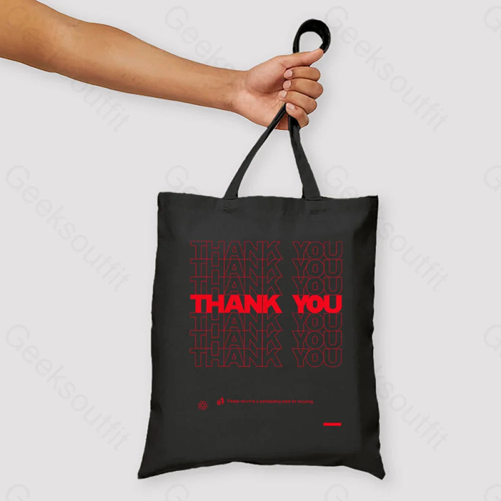 Thank You Unisex Tote Bag Black