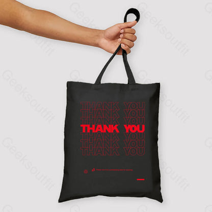 Thank You Unisex Tote Bag Black