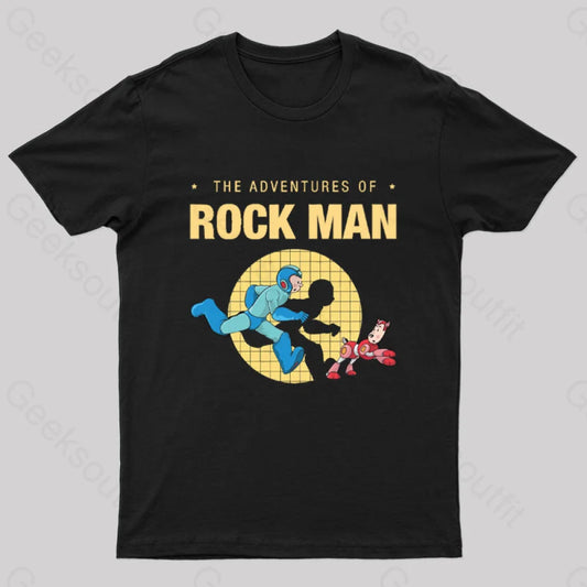 The Adventure Of Rockman Geek T-Shirt Black / S