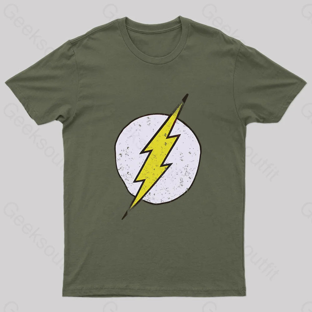 The Flash Distressed T-Shirt Army Green / S