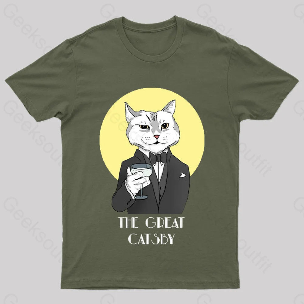 The Great Catsby Geek T-Shirt Army Green / S