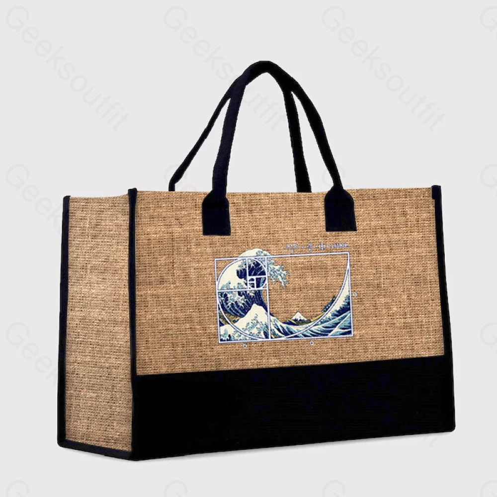 The Great Fibonacci Wave Cotton Tote Bag Brown