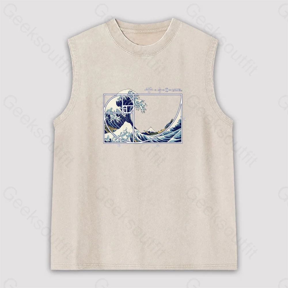 The Great Fibonacci Wave Science Unisex Washed Tank Apricot / S