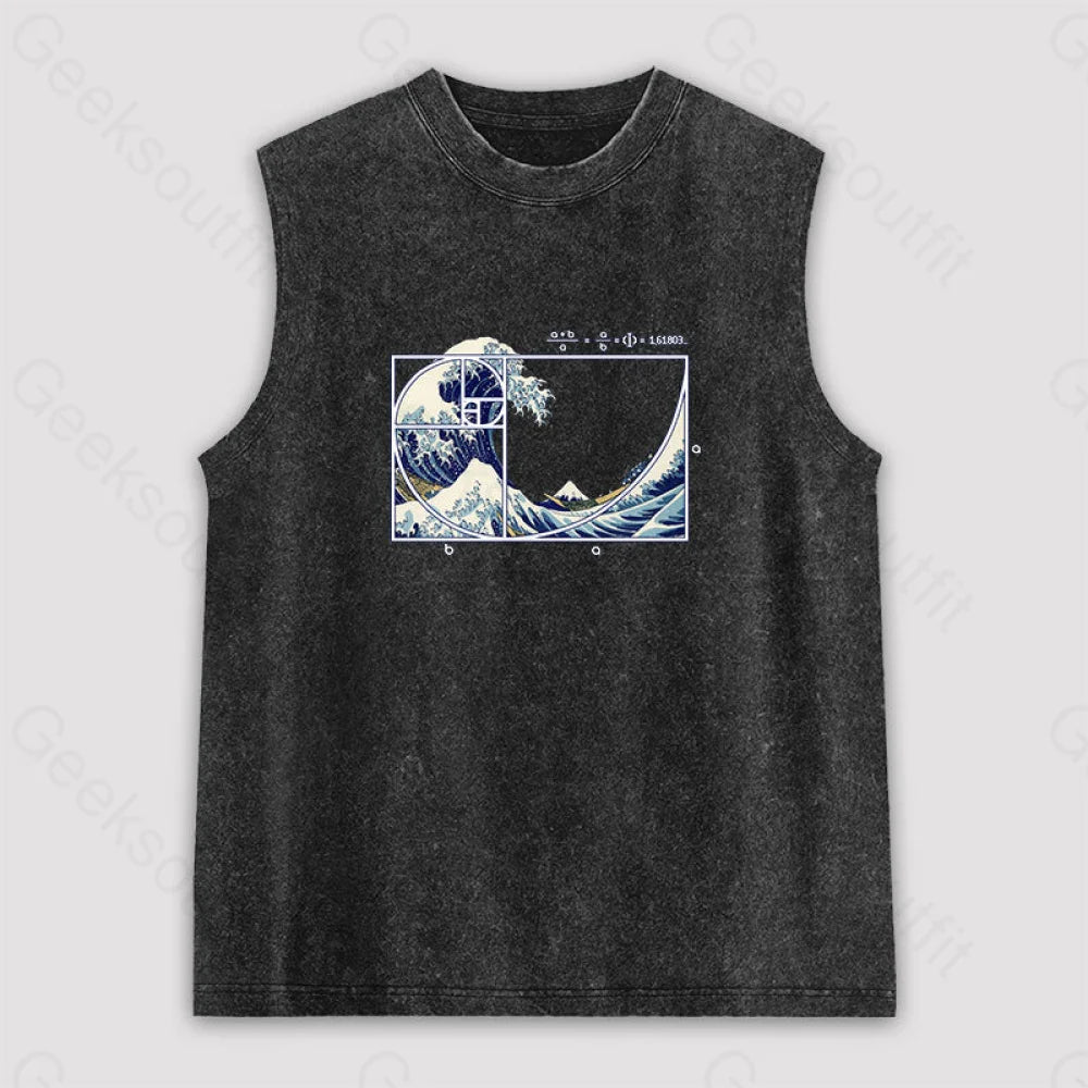 The Great Fibonacci Wave Science Unisex Washed Tank Black / S