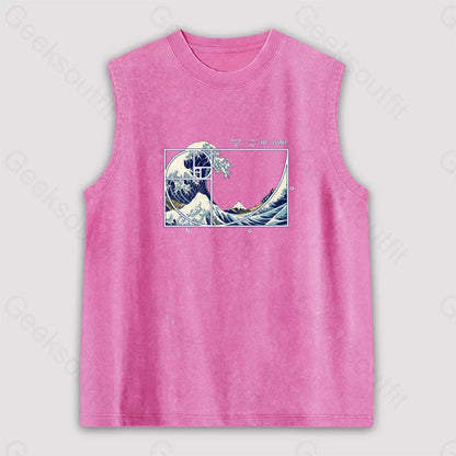 The Great Fibonacci Wave Science Unisex Washed Tank Pink / S