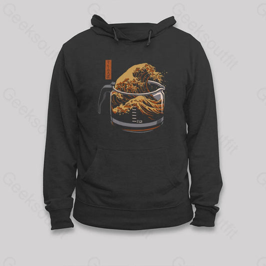 The Great Wave Of Coffee Hoodie Black / S