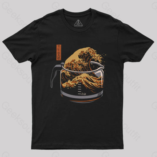 The Great Wave Of Coffee T-Shirt Black / S