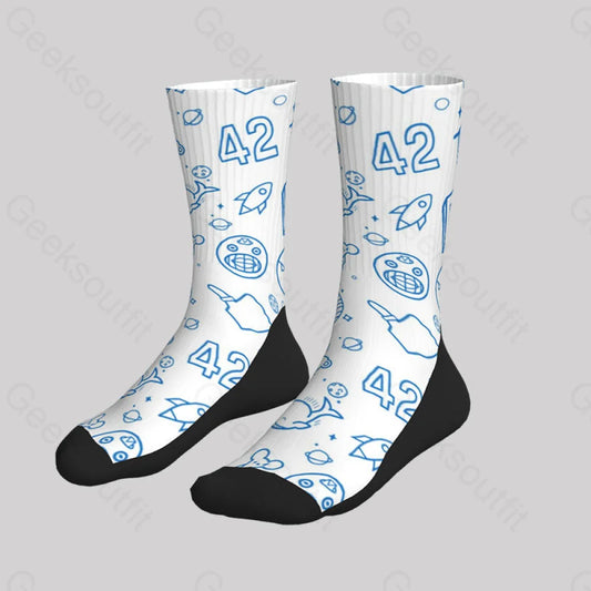 The Hitchhiker’s Guide To The Galaxy White Men’s Socks Sks023