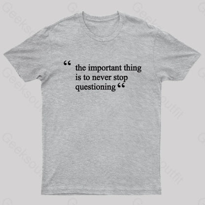 The Important Thing Is To Never Stop Questioning Nerd T-Shirt Grey / S