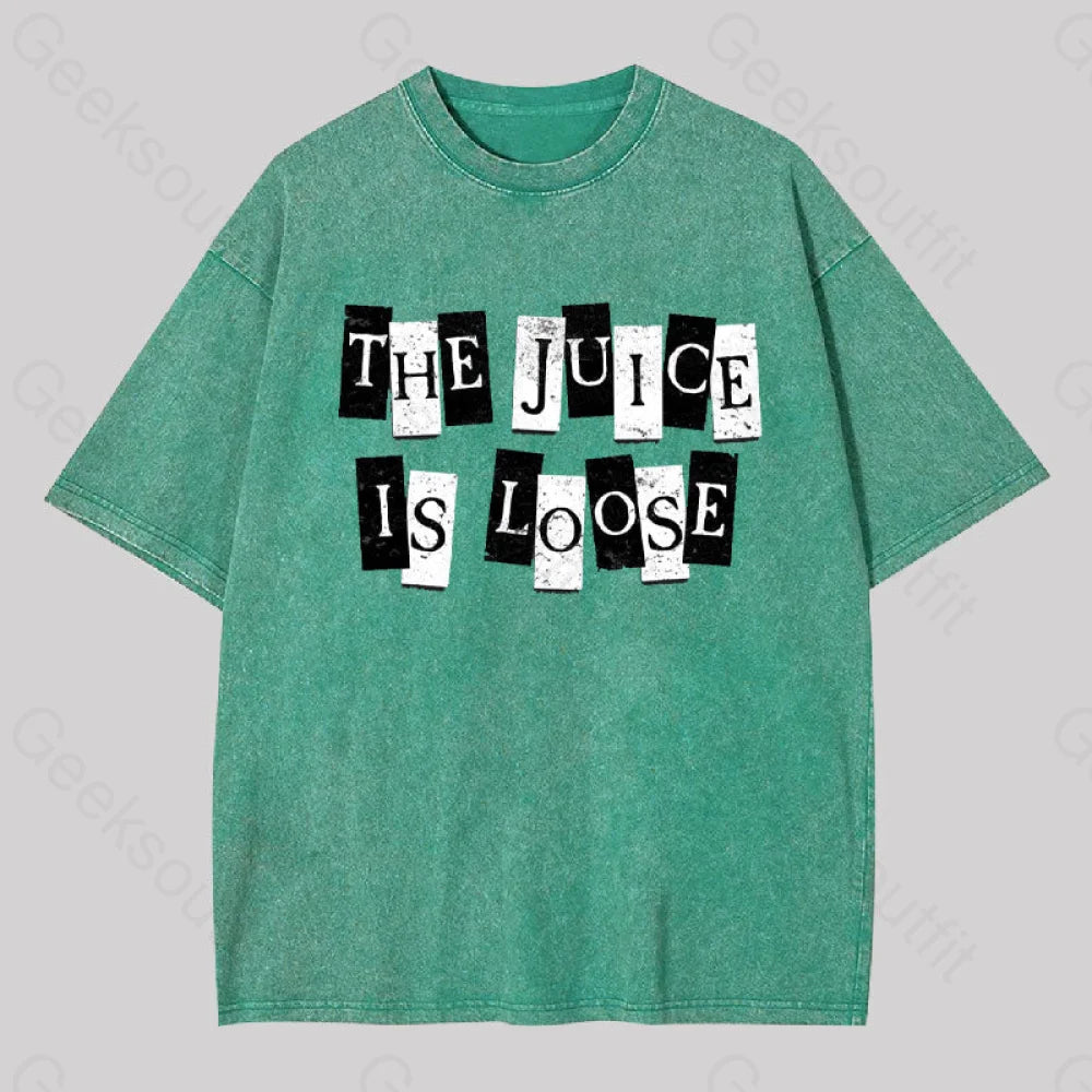 The Juice Is Loose Geek Washed T-Shirt Grass Green / S