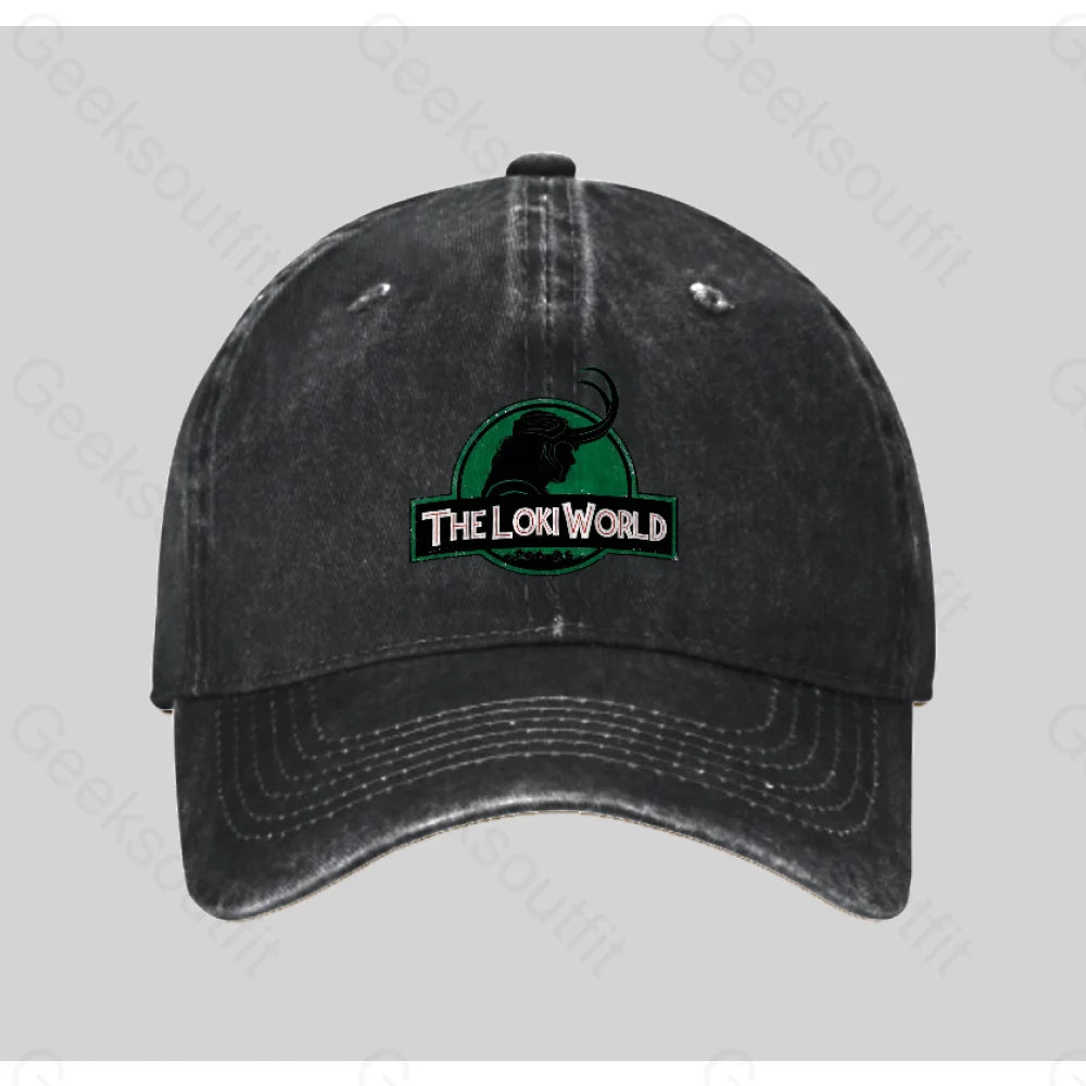 The Loki World Washed Vintage Baseball Cap Black