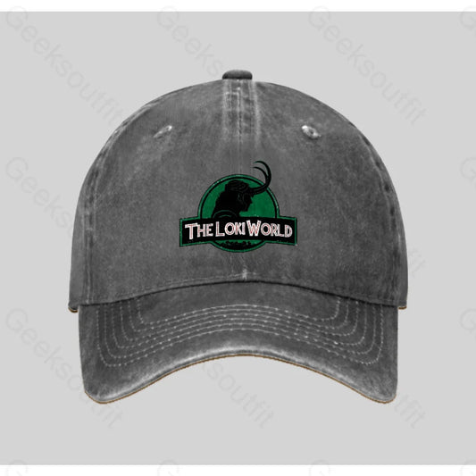 The Loki World Washed Vintage Baseball Cap Grey