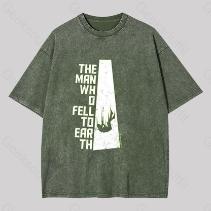 The Man Who Fell To Earth Geek Washed T-Shirt Army Green / S