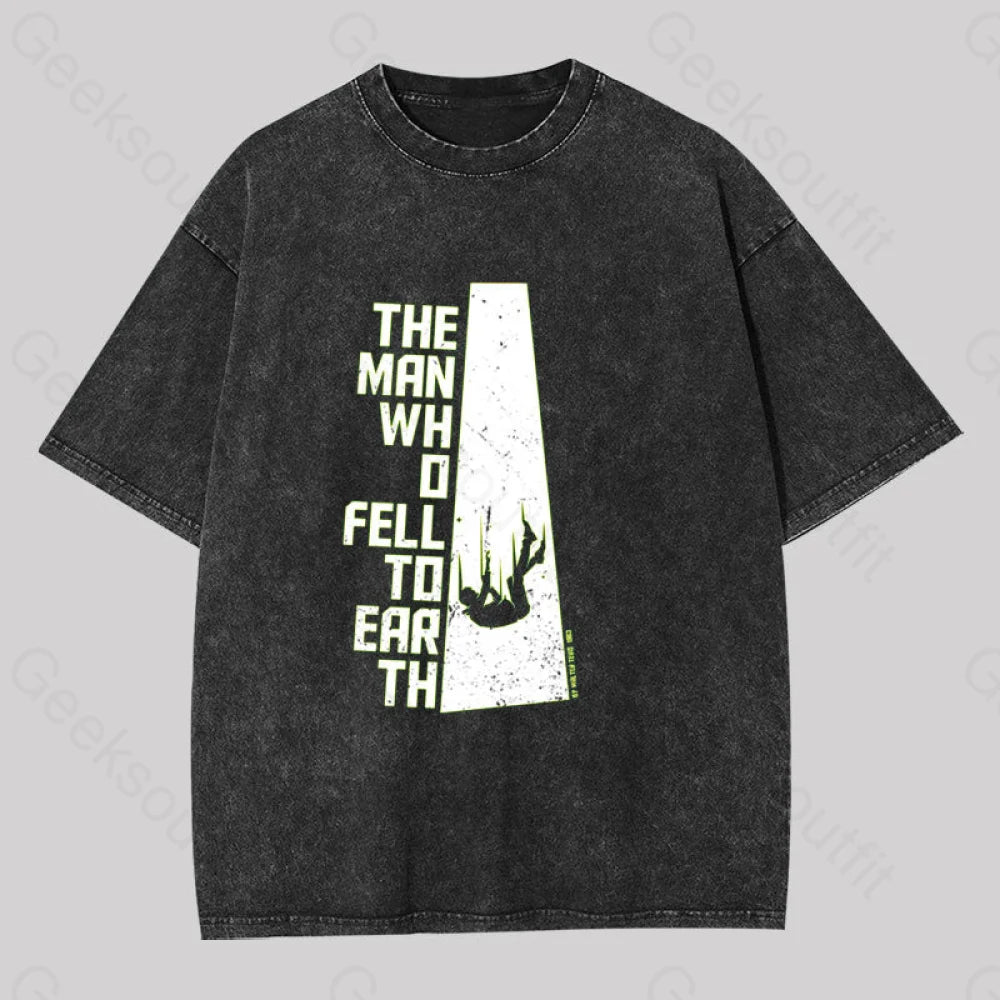 The Man Who Fell To Earth Geek Washed T-Shirt Black / S