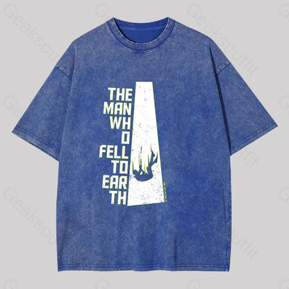 The Man Who Fell To Earth Geek Washed T-Shirt Blue / S