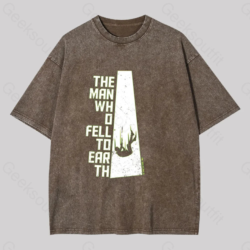 The Man Who Fell To Earth Geek Washed T-Shirt Coffee / S