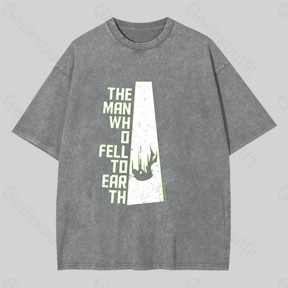 The Man Who Fell To Earth Geek Washed T-Shirt Grey / S