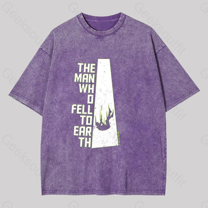 The Man Who Fell To Earth Geek Washed T-Shirt Purple / S