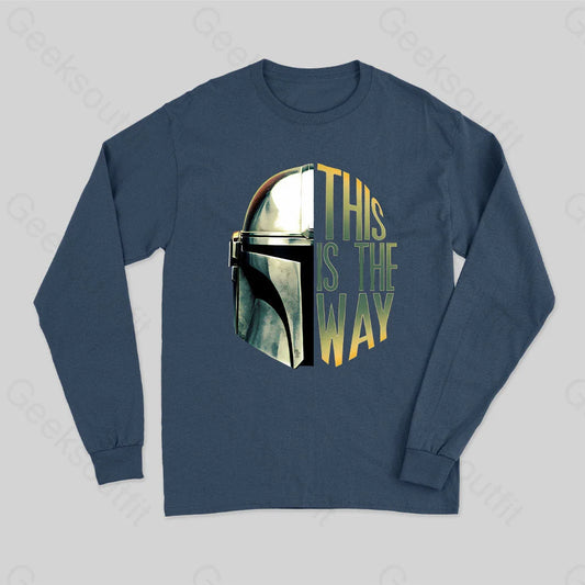 The Mandalorian This Is Way Helmet Long Sleeve T-Shirt Navy / S