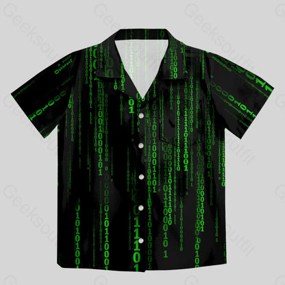 The Matrix Black Green Design Art Button Up Pocket Shirt - Geeksoutfit