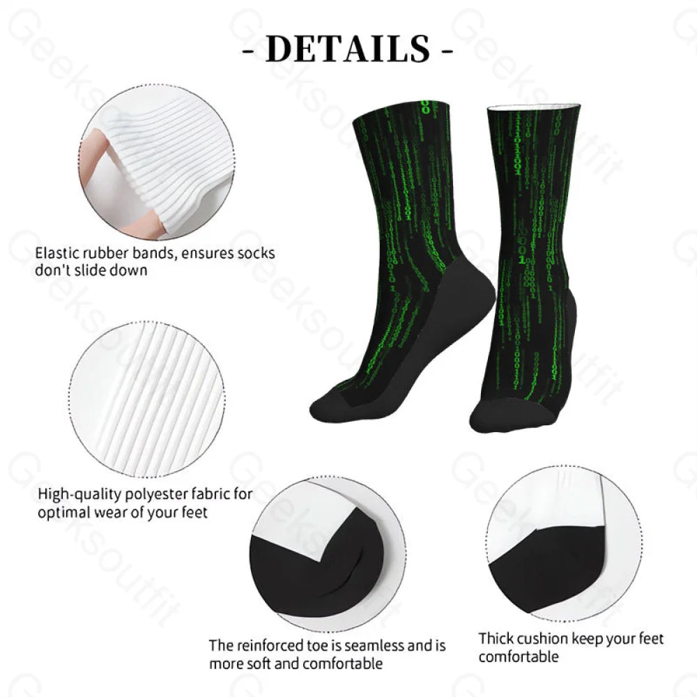 The Matrix Black Green Design Art Men’s Socks