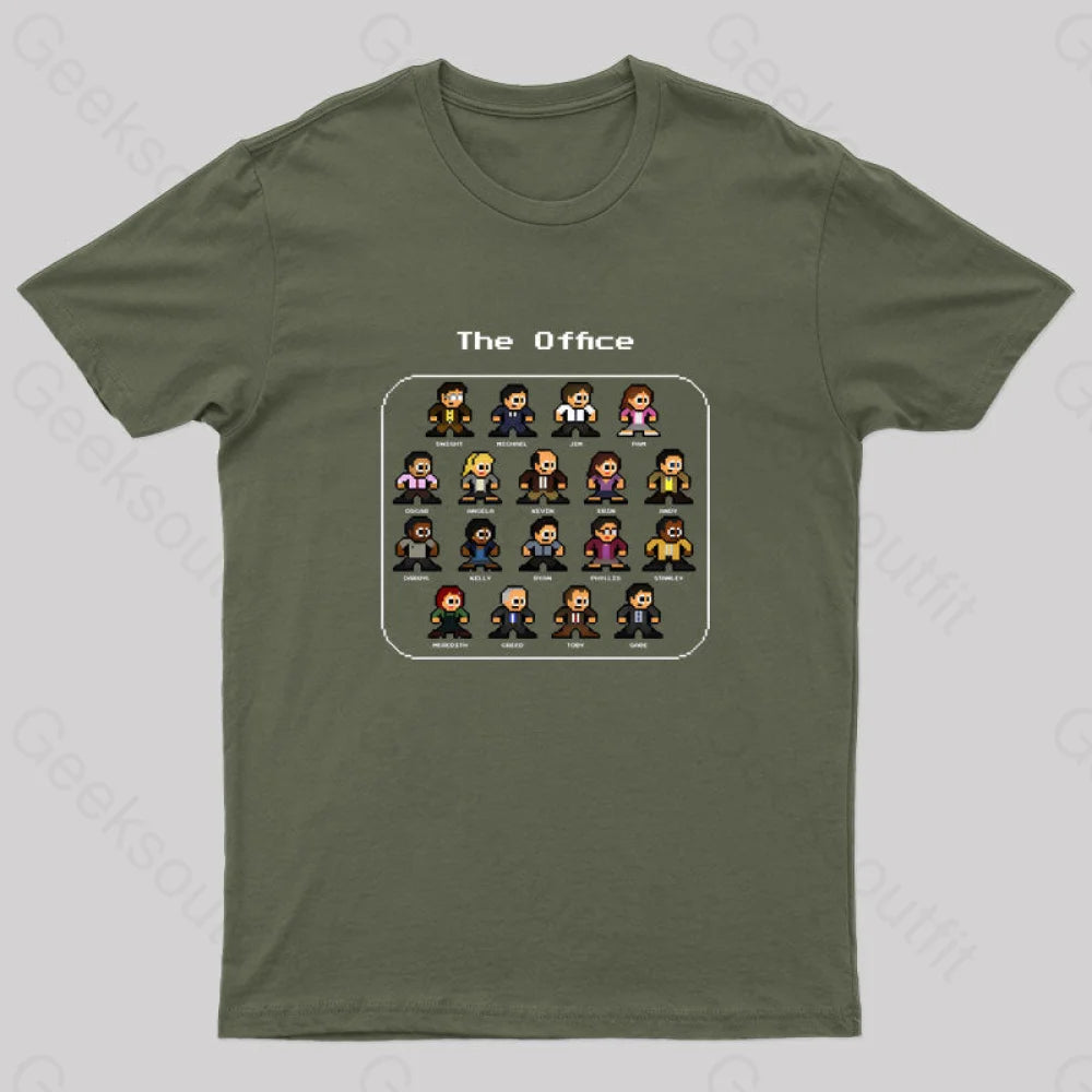 The Office 8Bits Nerd T-Shirt Army Green / S