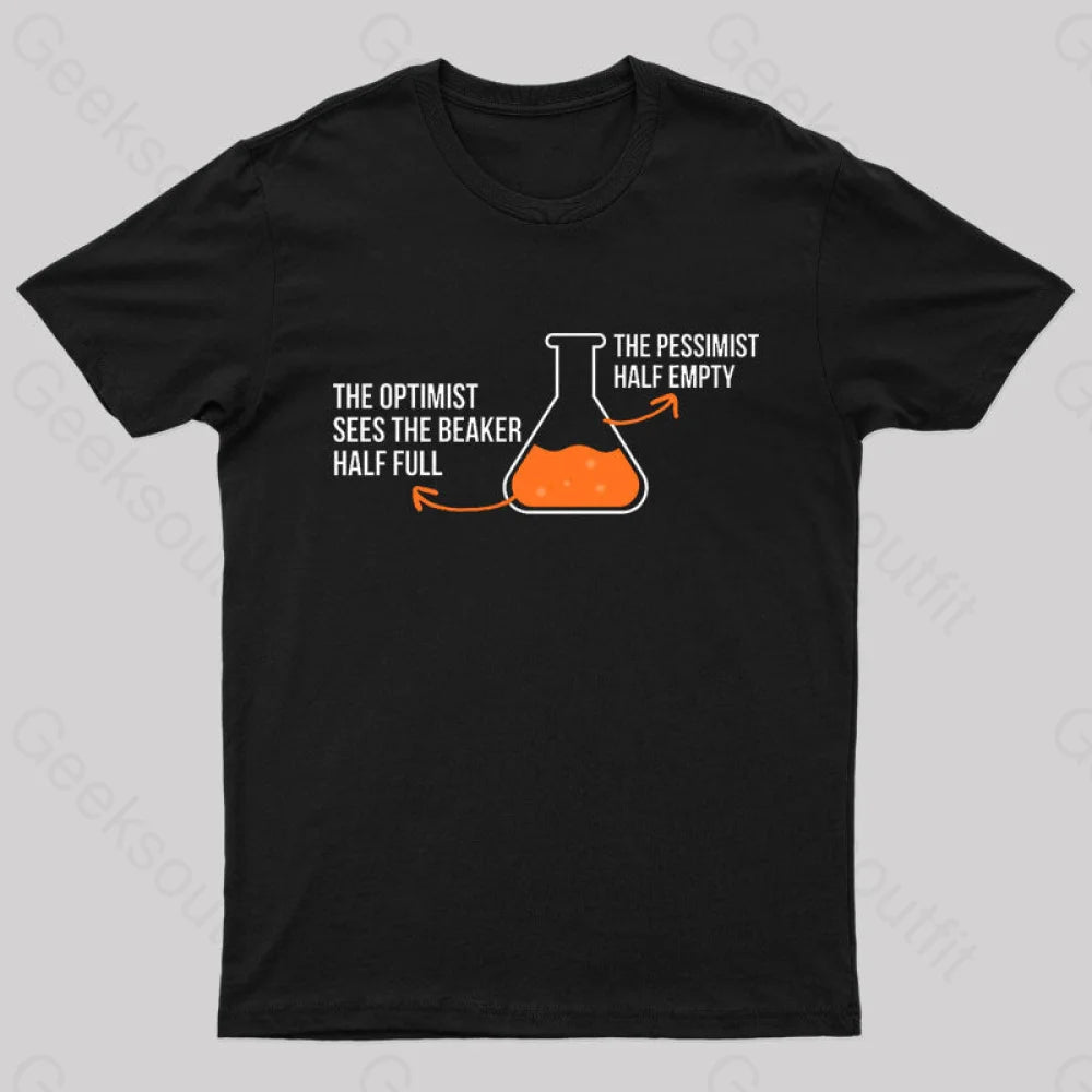 The Optimist And Pessimist Nerd T-Shirt Black / S