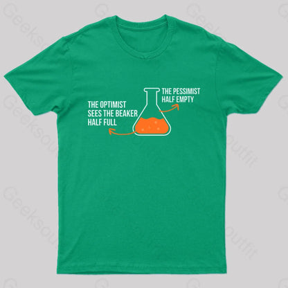 The Optimist And Pessimist Nerd T-Shirt Green / S