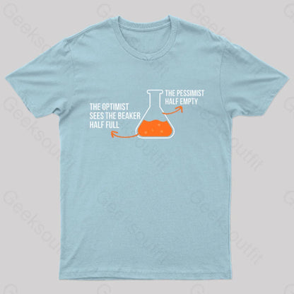 The Optimist And Pessimist Nerd T-Shirt Light Blue / S