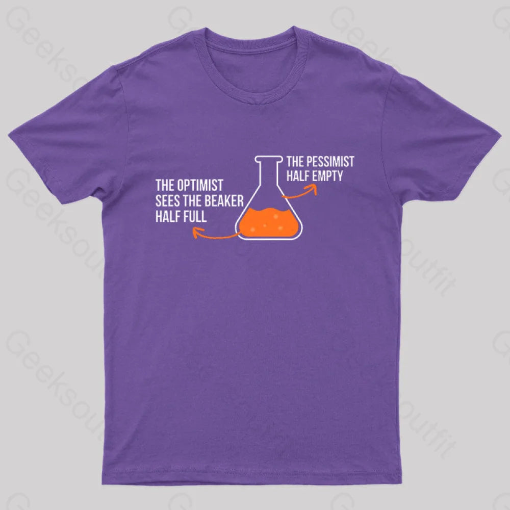 The Optimist And Pessimist Nerd T-Shirt Purple / S