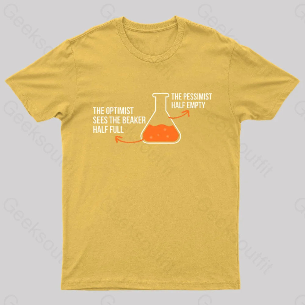 The Optimist And Pessimist Nerd T-Shirt Yellow / S