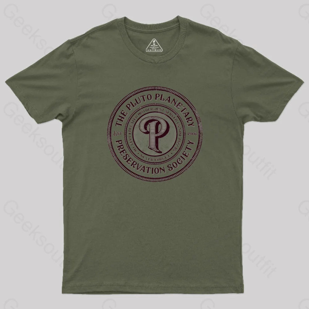 The Pluto Planetary Society T-Shirt Army Green / S